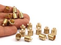 Brass Tassel Caps, 12 Raw Brass End Caps, Cord Tips For 8 Mm Cord (9x12mm) Cap 3d D0405
