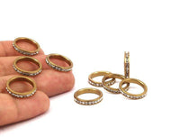2 Pcs Raw Brass Rondelle Beads Cz Zircon 18mm Hole (size 14mm) Y219