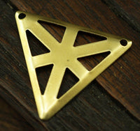 Triangle  Pendant, 20 Raw Brass Triangle Charms With 2 Holes (22x25mm) A0055