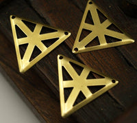 Triangle  Pendant, 20 Raw Brass Triangle Charms With 2 Holes (22x25mm) A0055