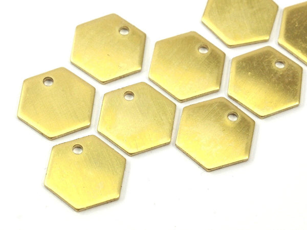 24 Raw Brass Hexagon Stamping Blank Tag Charms (12.5x1mm) D117