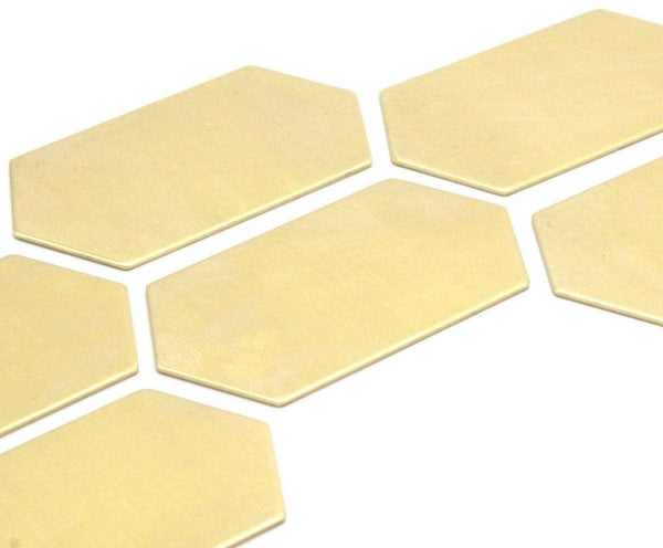 8 Raw Brass Hexagon Blanks (23x44.5x1mm) D0507