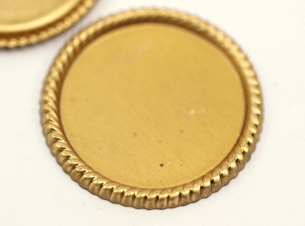 3 Vintage Raw Brass 33 Mm Pendant Setting With 27 Mm Cameo Base