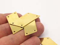 Bohemian Cuff Blank, 5 Raw Brass Trapezoid Bracelet Blanks With 4 Holes (15x39mm) Brass 837