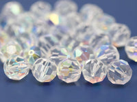 5 Vintage Clear Czech Glass Round Faceted Beads Cf-53