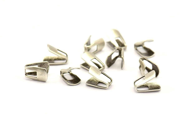 Silver Chain Ends, 20 Antique Silver Plated Brass End Caps For Soldering To Snake Chain Ends (b0059)