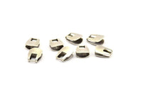 Silver Chain Ends, 10 Antique Silver Plated Brass End Caps For Soldering To Snake Chain Ends (b0057)
