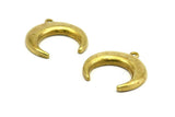 Brass Moon Charm, 2 Raw Brass Horn Charms, Pendants, Jewelry Findings (27x26mm) N0299
