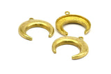 Brass Moon Charm, 2 Raw Brass Horn Charms, Pendants, Jewelry Findings (27x26mm) N0299