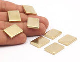 Brass Geometric Blank, 6 Raw Brass Rectangle Blanks (20x15x3mm) Y203