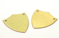 Shield Stamping Blank, 10 Raw Brass Stamping Blanks, Shield With 2 Holes (24x22x0.80mm) (B0142)