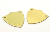 Shield Stamping Blank, 10 Raw Brass Stamping Blanks, Shield With 2 Holes (24x22x0.80mm) (B0142)