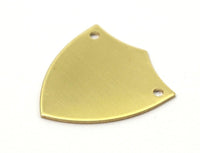 Shield Stamping Blank, 10 Raw Brass Stamping Blanks, Shield With 2 Holes (24x22x0.80mm) (B0142)