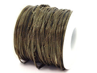 Black Brass Chain, 5 Meters - 16.5 Feet (1.5mm) Black Antique Brass Sparkle Bright Faceted Soldered Curb Chain - Z046