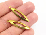 Middle Hole Charm, 25 Raw Brass Marquise Middle Hole Charms,pendant Findings (35x9mm) A0209