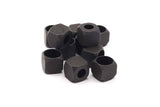 Black Square Beads, 6 Oxidized Brass Black Square Cube Beads (8mm) A0686 S505