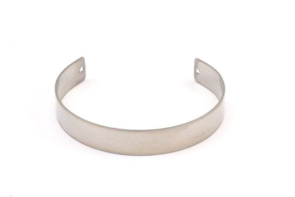 Steel Cuff Bracelet - 5 Stainless Steel Cuff Bracelets With 2 Holes (10x145x0.80mm) Stl005 Brc131