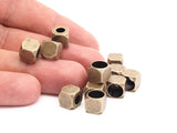 Antique Brass Square Beads, 12 Antique Brass Square Cube Beads (8mm) A0722