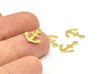 Brass Anchor, Sailor Charm, 100 Raw Brass Anchor Charms (12x9mm) Brs 629 A0198
