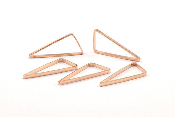 Rose Gold Triangle Ring, 12 Raw Rose Gold Plated Brass Open Triangles, Charms, Findings (30x33x15mm) Bs 1148