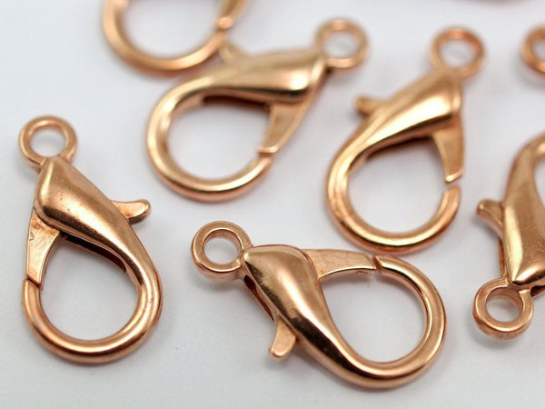 Copper Metal Clasp, 10 Copper Plated Metal Lobster Claw Clasps (21mm) D0336--y231