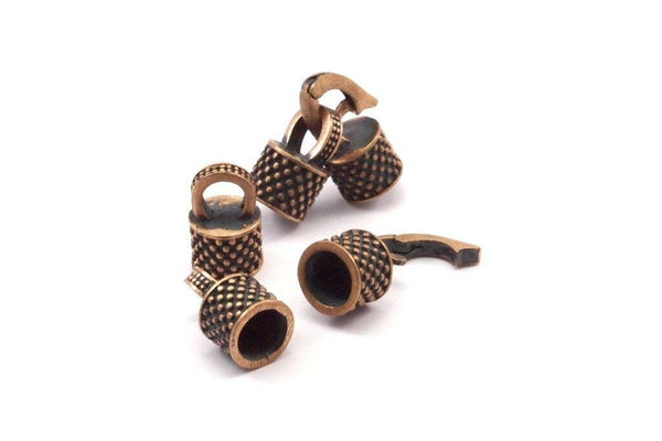 Leather Hook Caps, 1 SET Oxidised Bronze Leather Cord Ends, Hook Ends For 6mm Leather Cord (17x14x9mm) N0314