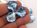 3 Vintage Blue Flower Beads (24x17mm)