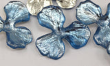 3 Vintage Blue Flower Beads (24x17mm)