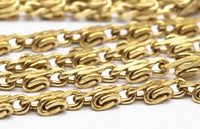 Raw Brass Chain, 2 M Faceted Raw Brass Chain (4x2.7mm) Bs 1369