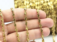 Raw Brass Chain, 2 M Faceted Raw Brass Chain (4x2.7mm) Bs 1369