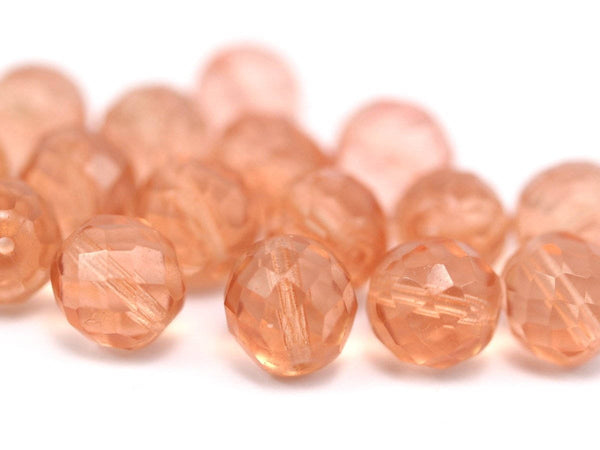 20 Vintage Peach Czech Glass Faceted Beads Cf-48 CF15