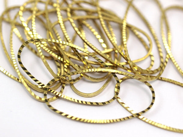 Oval Brass Charm, 15 Raw Brass Oval Faceted Connectors, Findings (30x15mm) A0579