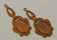 2 Vintage 42x20 Mm Copper Plated Brass Pendant Base (14x10 Mm)