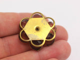 Smoky Lucite And Brass Frame Caged Rhinestone Flower Flatback Beads, Cabochons 32 Mm Lb02