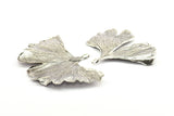 Silver Gingko Leaf, 2 Silver Tone Plated Real Gingko Leaf with 1 Loop, Pendants, Findings X052