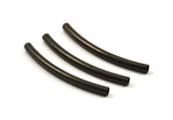 Black Textured Curved Tube Beads, 6 Black Oxidized Brass Curved Tubes (3x40 Mm) Bs 1414 S104