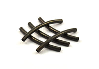 Black Textured Curved Tube Beads, 6 Black Oxidized Brass Curved Tubes (3x40 Mm) Bs 1414 S104
