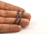 Black Textured Curved Tube Beads, 12 Black Oxidized Brass Curved Tubes (3x40 Mm) Bs 1414 S104