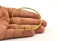 66mm Wire Hoops, 2 Raw Brass Wire Hoops (66x9x1.6mm) V060