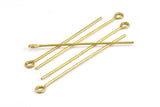 70mm Eye Pin, 25 Raw Brass Eye Pins, Findings (70x1.5mm) BS 2253