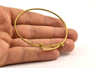 66mm Wire Hoops, 5 Raw Brass Wire Hoops (66x9x1.6mm) V059