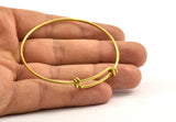62mm Wire Hoops, 5 Raw Brass Wire Hoops (62x9x1.6mm) V058