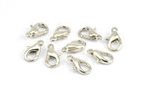 Silver Parrot Clasp, 25 Silver Tone Nickel Free Lobster Clasps, Findings (12x6mm) (b0069)