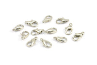 Silver Parrot Clasp, 25 Silver Tone Nickel Free Lobster Clasps, Findings (12x6mm) (b0069)