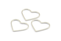 Silver Heart Connectors, 24 Silver Tone Heart Ring Connectors  (15x1x0.80mm) BS 2393