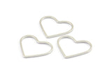 Silver Heart Connectors, 24 Silver Tone Heart Ring Connectors  (15x1x0.80mm) BS 2393