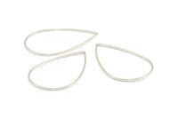 Silver Drop Connector, 24 Silver Tone Drop Connectors (47x30x1mm) BS 2389