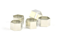 Silver Hexagon Charm, 24 Silver Tone Hexagon Shaped Ring Charms (12x8x0.4mm) BS 2377