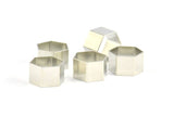 Silver Hexagon Charm, 24 Silver Tone Hexagon Shaped Ring Charms (12x8x0.4mm) BS 2377