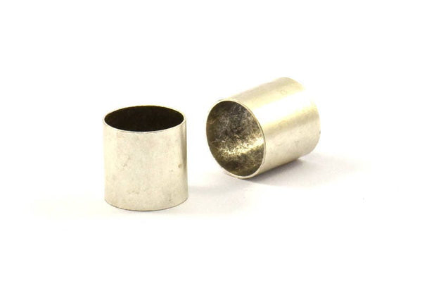 Antique Silver Round Brass Tube Bead, 12 Antique Silver Plated Tubes (10x10mm) Bs 1551 H0199